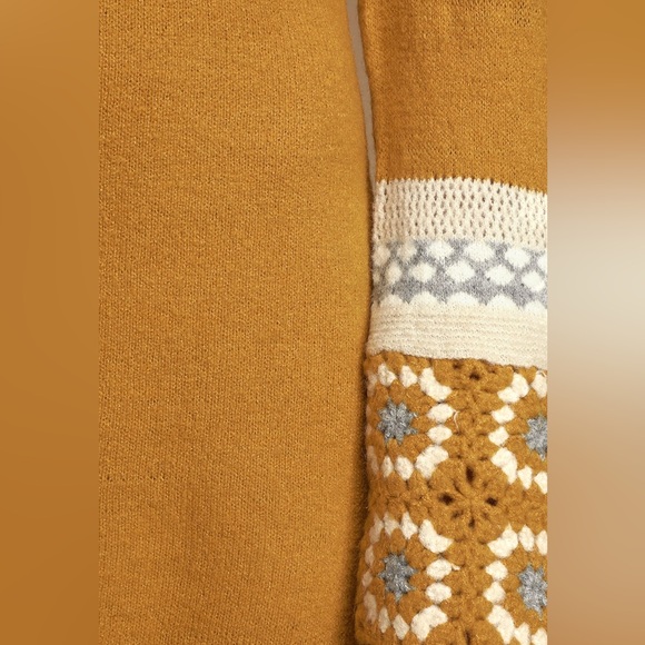 It's Groovy Mustard Yellow Multi Knit Turtleneck Sweater Dress - Picture 7 of 8